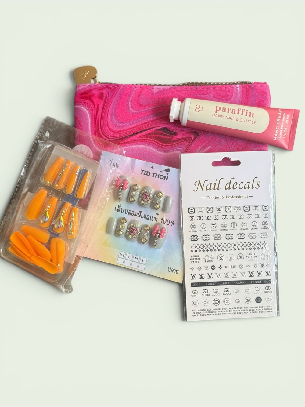 Pink Swirl Cosmetic Pouch with Nail Care Set